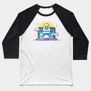 Start Up Rocket Launch Cartoon Vector Icon Illustration Baseball T-Shirt